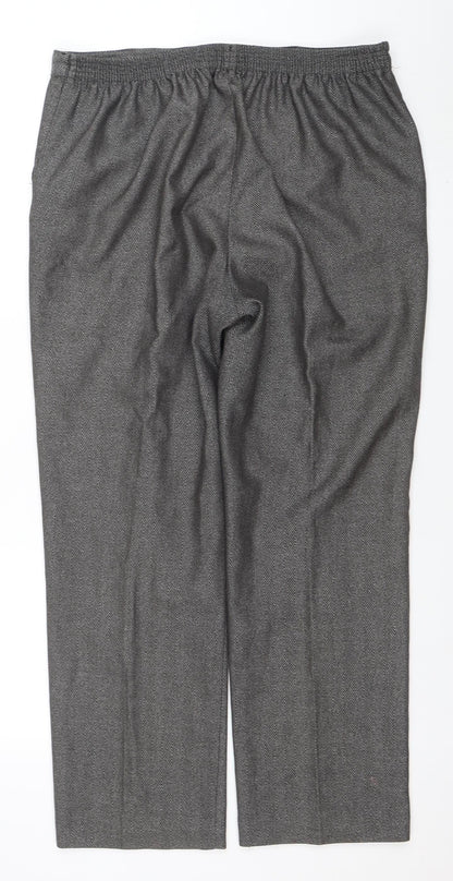 Eastex Womens Grey Herringbone Elastic Waist Trousers Size 16