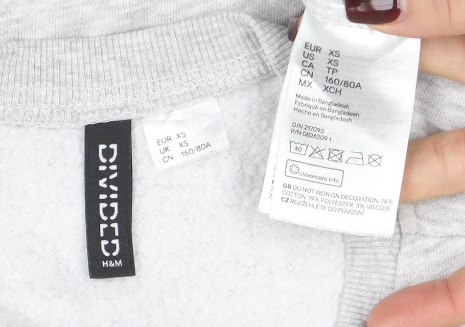 Womens UK Size XS H&M Grey Pullover Sweatshirt