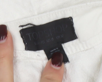 Womens UK Size 12 Topshop Slim Fit Casual Business White Trousers