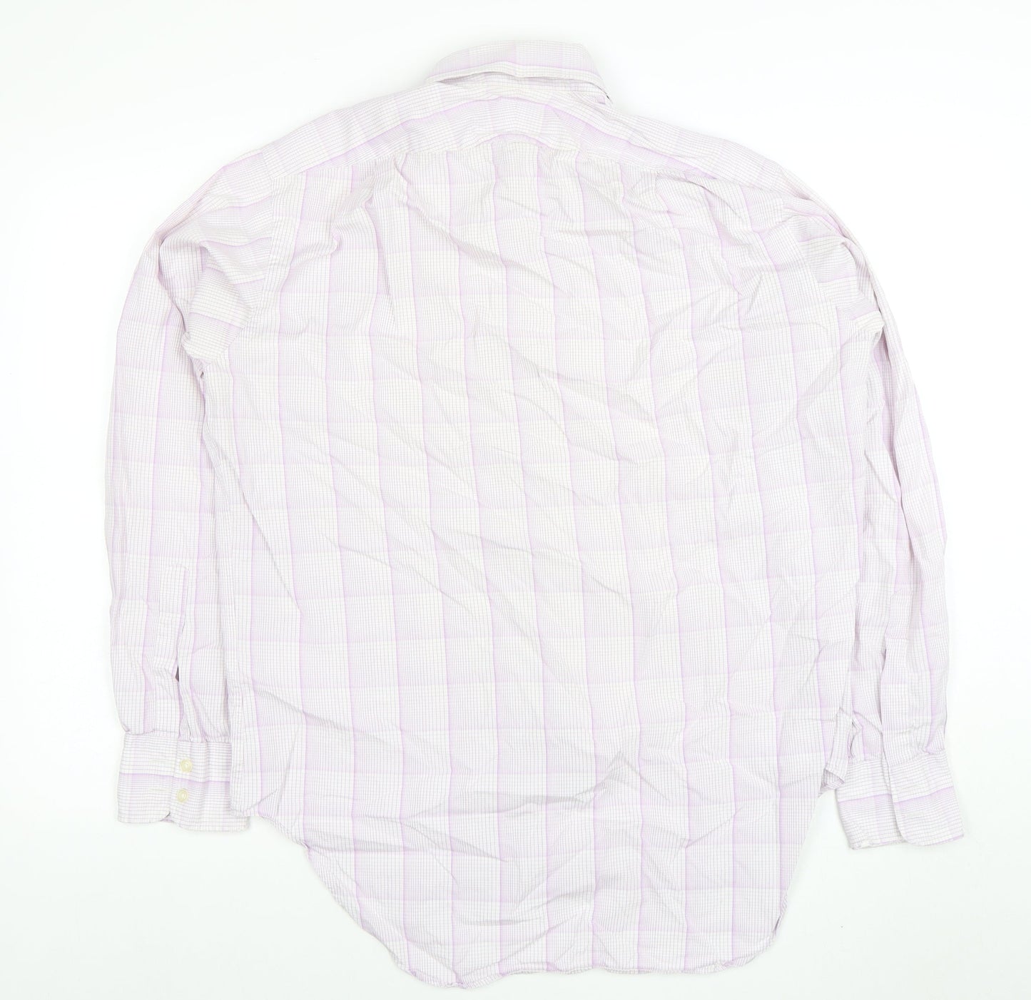 T.M. Lewin Men's Pink Check Cotton Button-Up Shirt Size 16 Regular