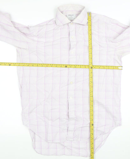 T.M. Lewin Men's Pink Check Cotton Button-Up Shirt Size 16 Regular