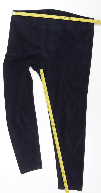 BM Casual Women's Navy Blue Velour Stretch Leggings Size 14