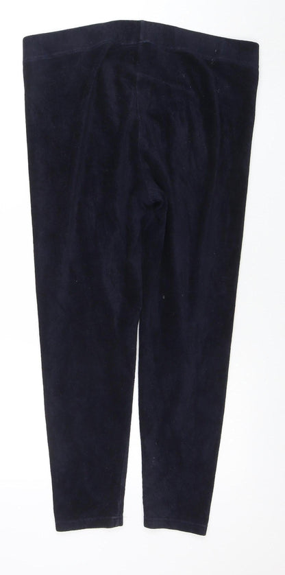 BM Casual Women's Navy Blue Velour Stretch Leggings Size 14