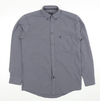 James Pringle Men's Blue Check Long Sleeve Button-Up Shirt Size S