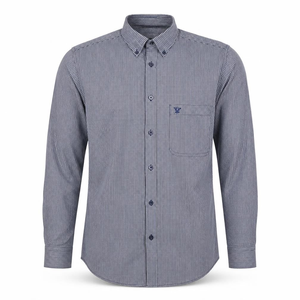 James Pringle Men's Blue Check Long Sleeve Button-Up Shirt Size S