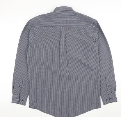 James Pringle Men's Blue Check Long Sleeve Button-Up Shirt Size S