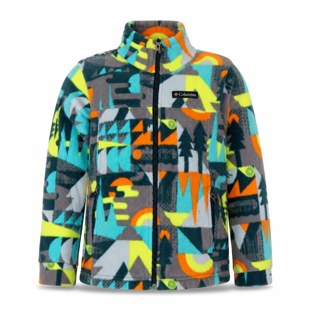 Front view of Columbia boys’ multicoloured xs fleece full zip outdoor jacket