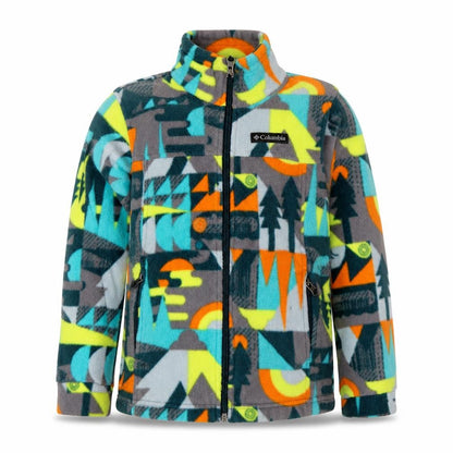 Front view of Columbia boys’ multicoloured xs fleece full zip outdoor jacket