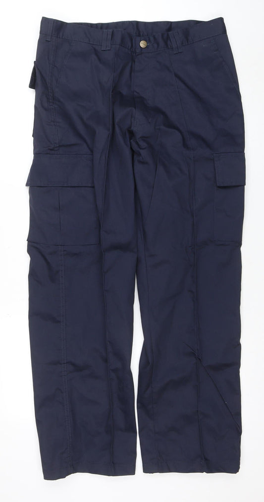 Mens UK Size L Uneek Regular Fit Cargo Blue Trousers