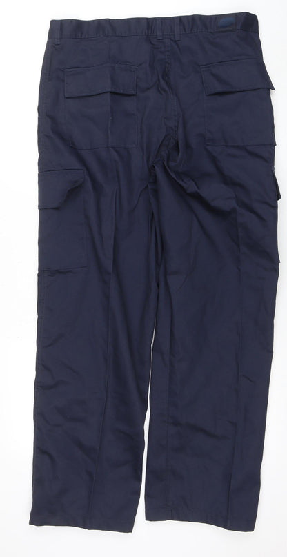 Mens UK Size L Uneek Regular Fit Cargo Blue Trousers