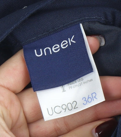 Mens UK Size L Uneek Regular Fit Cargo Blue Trousers