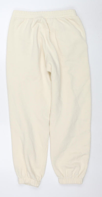 Womens UK Size M Zara Relaxed Fit Jogger Ivory Trousers