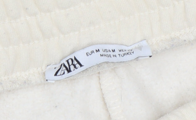 Womens UK Size M Zara Relaxed Fit Jogger Ivory Trousers