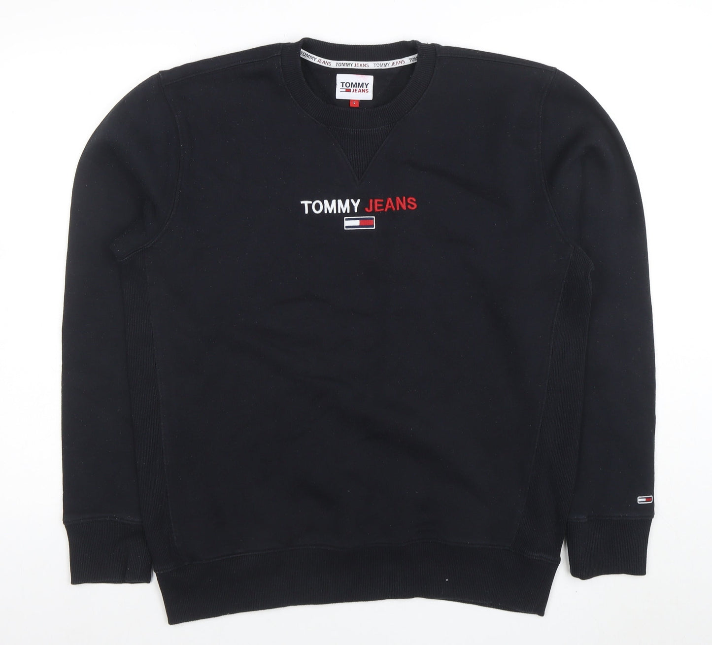 Mens UK Size L Tommy Jeans Black Pullover Sweatshirt