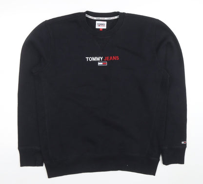 Mens UK Size L Tommy Jeans Black Pullover Sweatshirt
