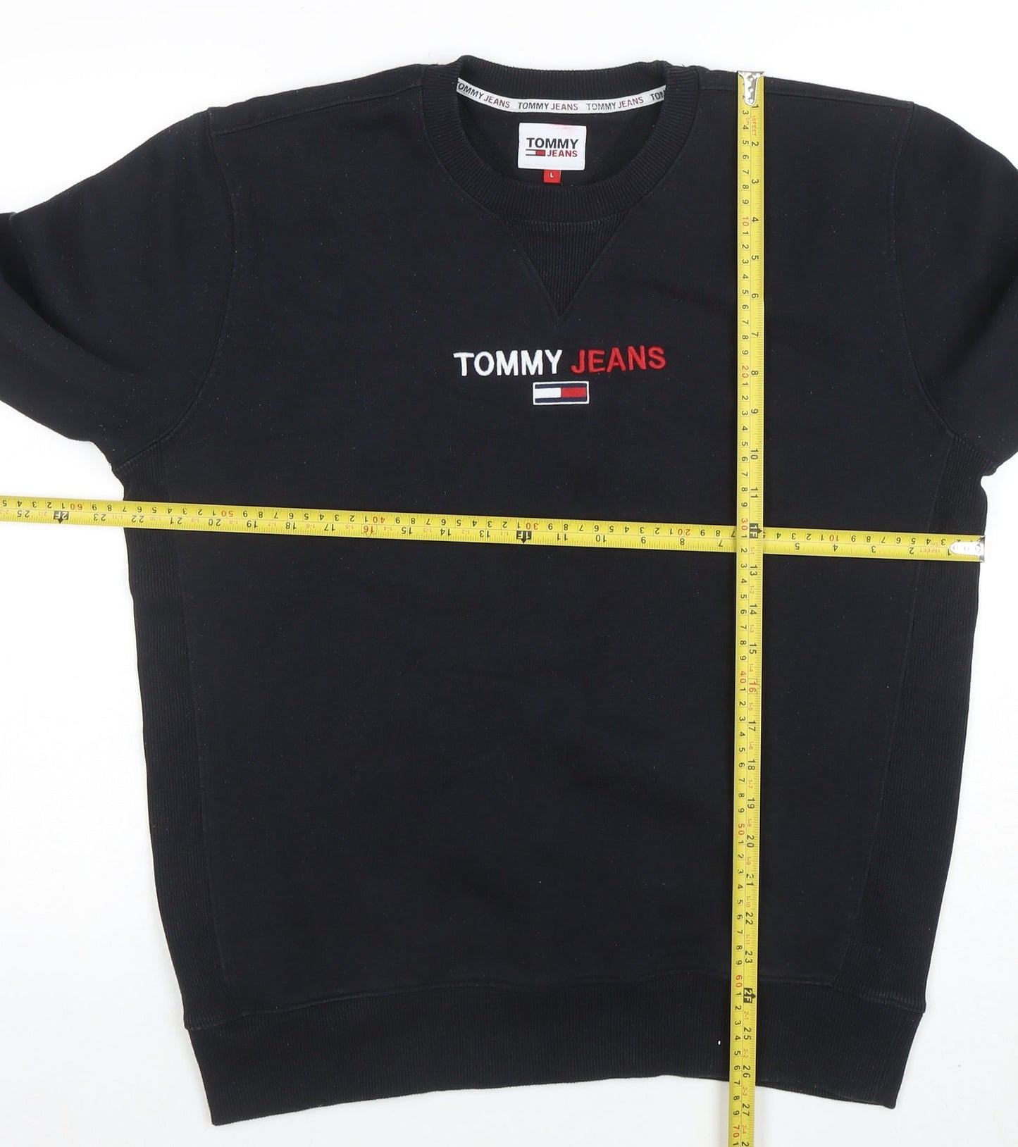 Mens UK Size L Tommy Jeans Black Pullover Sweatshirt