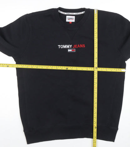 Mens UK Size L Tommy Jeans Black Pullover Sweatshirt