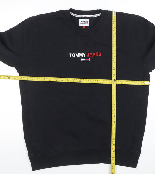 Mens UK Size L Tommy Jeans Black Pullover Sweatshirt