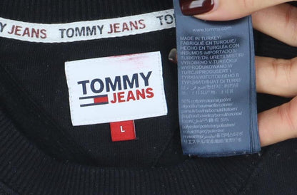 Mens UK Size L Tommy Jeans Black Pullover Sweatshirt