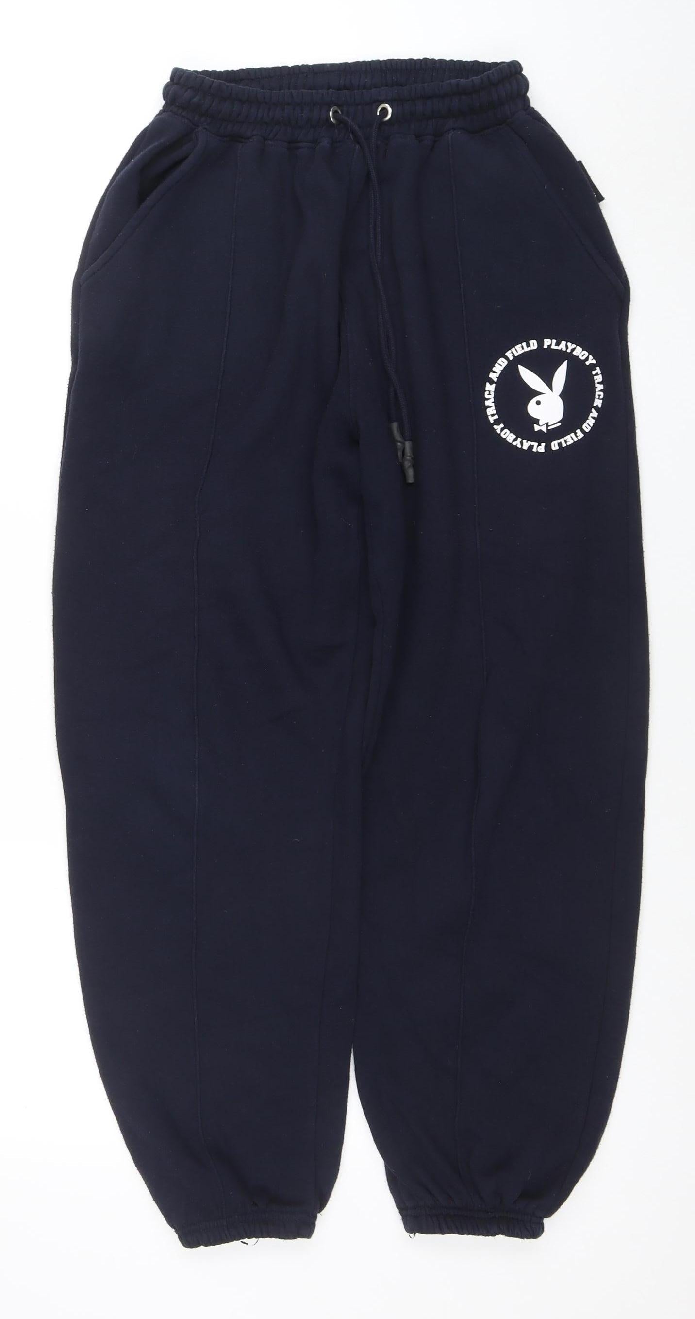 Womens UK Size 8 Playboy x Missguided Regular Fit Jogger Blue Trousers
