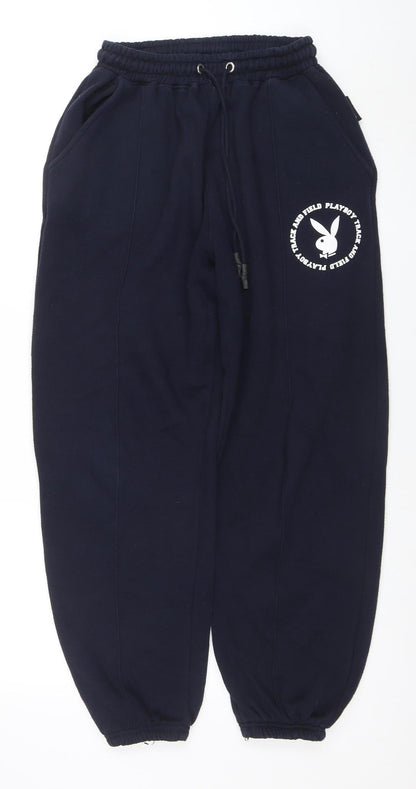 Womens UK Size 8 Playboy x Missguided Regular Fit Jogger Blue Trousers