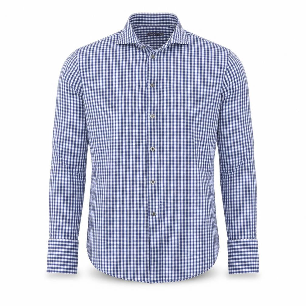 Marks and Spencer Sartorial Blue Check Slim Fit Cotton Shirt Men’s 15/38