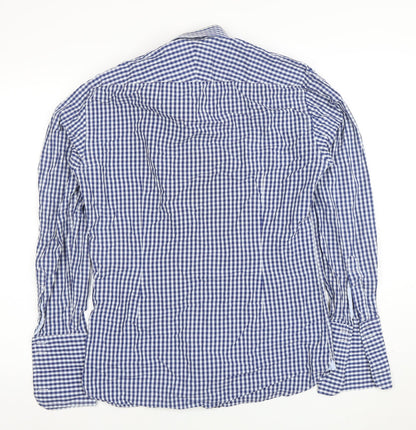 Marks and Spencer Sartorial Blue Check Slim Fit Cotton Shirt Men’s 15/38