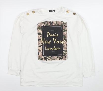 Select Women’s White Long Sleeve Camouflage Print City T-Shirt M