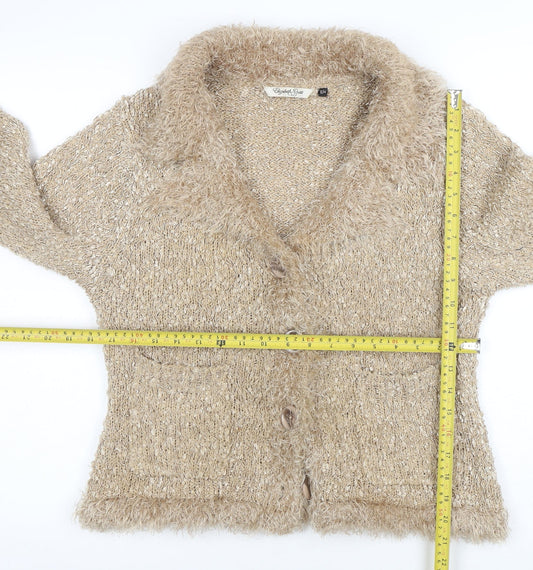 Elizabeth Scott Women Beige Knit Button Jacket Size S
