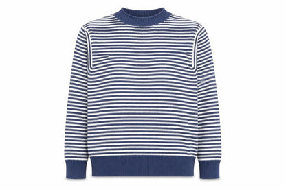 Country Road Women's Blue Striped Cotton Crew Neck Jumper L