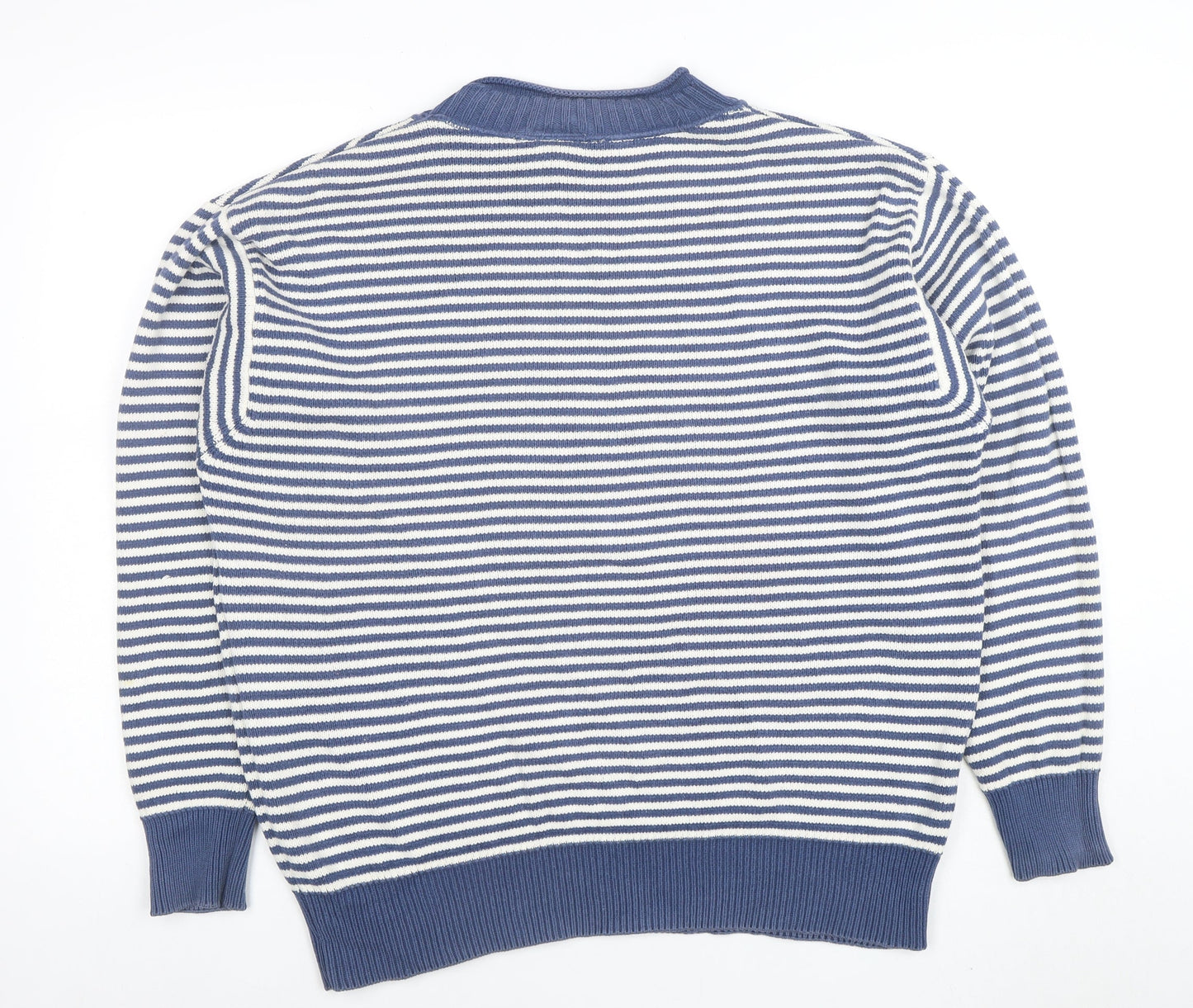 Country Road Women's Blue Striped Cotton Crew Neck Jumper L