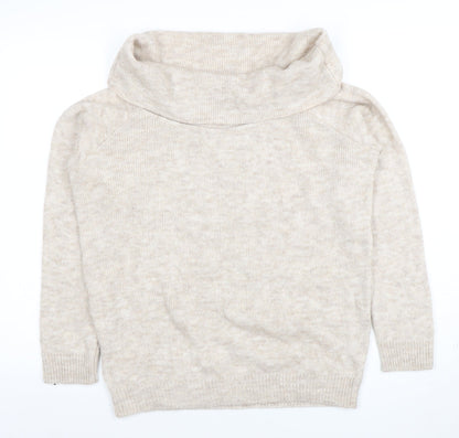 Marks and Spencer Women’s Beige Wool Blend Cowl Neck Jumper M