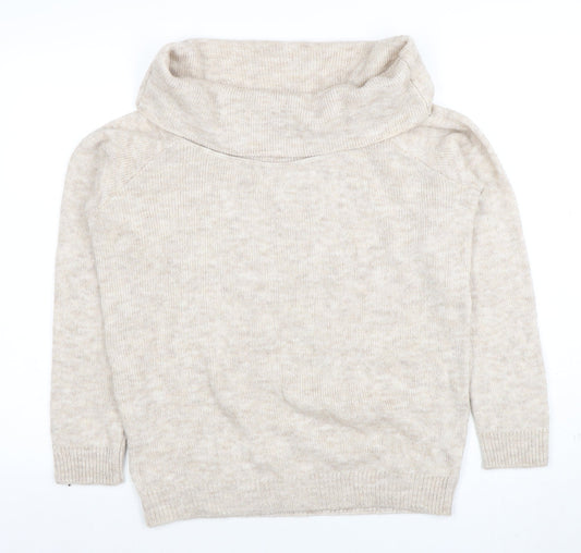 Marks and Spencer Women’s Beige Wool Blend Cowl Neck Jumper M