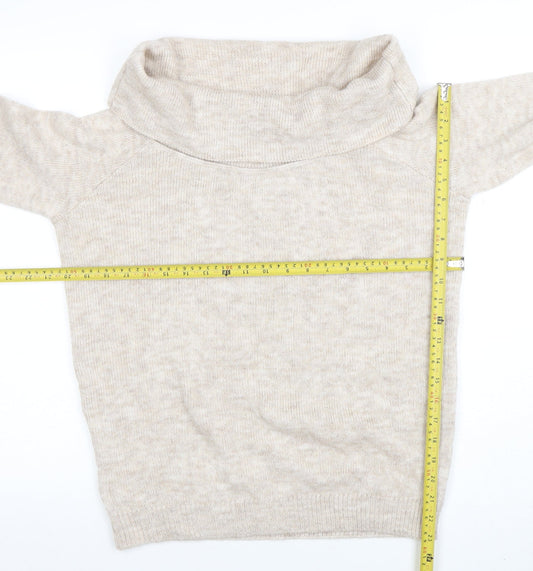 Marks and Spencer Women’s Beige Wool Blend Cowl Neck Jumper M