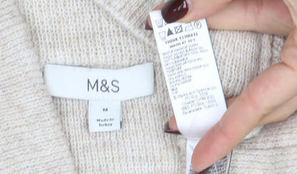Marks and Spencer Women’s Beige Wool Blend Cowl Neck Jumper M