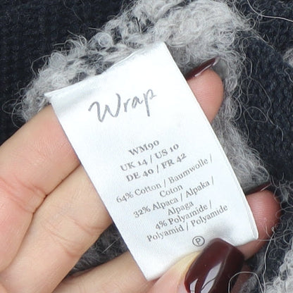 Womens UK Size 14 Wrap Grey Pullover Jumper