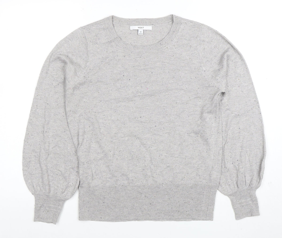 Next Womens Grey Knit Crew Neck Long Sleeve Top Size M