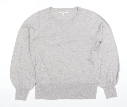 Next Womens Grey Knit Crew Neck Long Sleeve Top Size M
