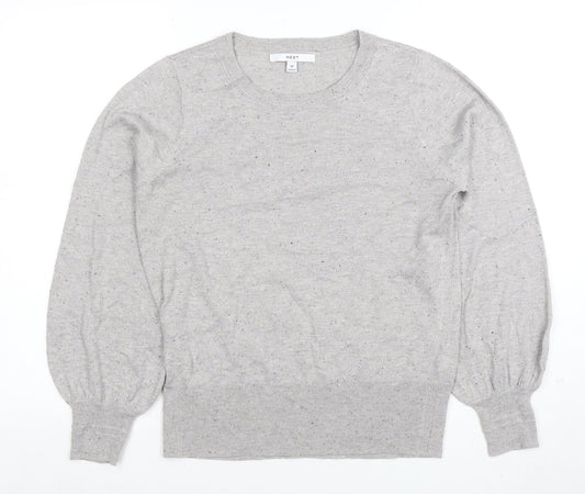 Next Womens Grey Knit Crew Neck Long Sleeve Top Size M