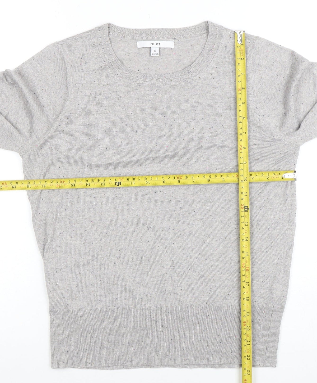 Next Womens Grey Knit Crew Neck Long Sleeve Top Size M