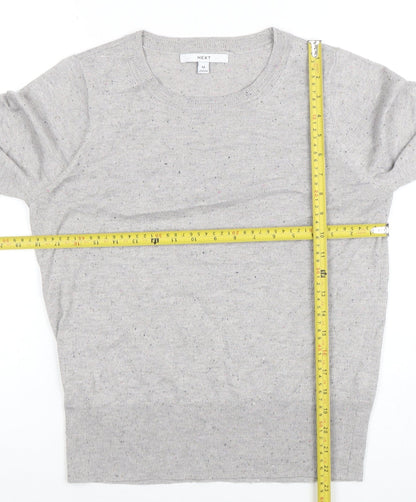 Next Womens Grey Knit Crew Neck Long Sleeve Top Size M