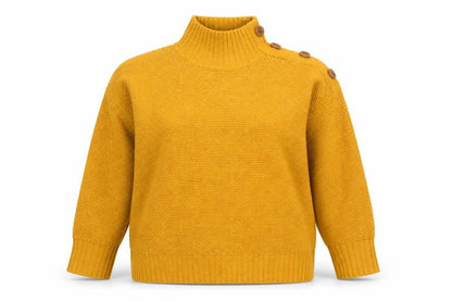M&Co Women Yellow Size 14 Roll Neck Chunky Knit Jumper