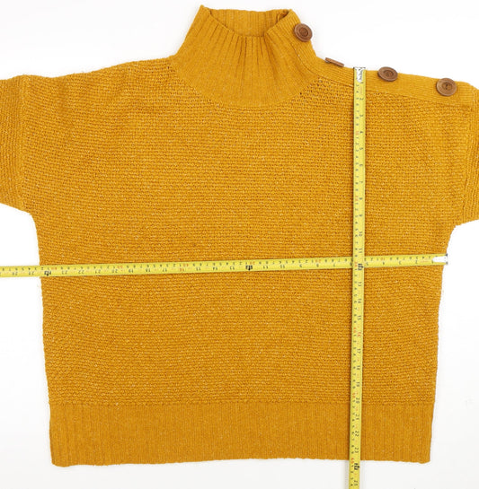 M&Co Women Yellow Size 14 Roll Neck Chunky Knit Jumper