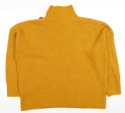 M&Co Women Yellow Size 14 Roll Neck Chunky Knit Jumper