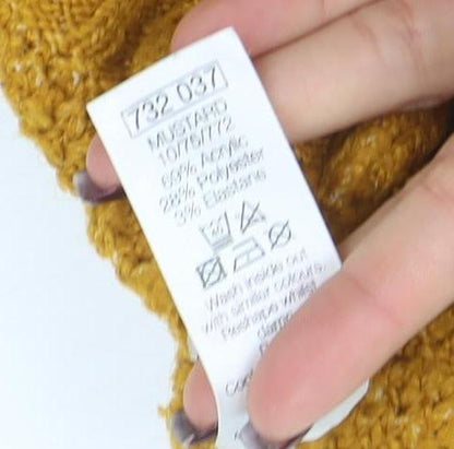 M&Co Women Yellow Size 14 Roll Neck Chunky Knit Jumper