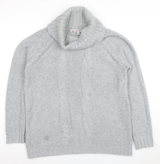 Crew Clothing Co. Womens Grey Roll Neck Cable-Knit Jumper Size 12