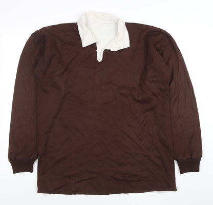 Harriss of Bristol Mens Brown Long Sleeve Rugby Polo Shirt M