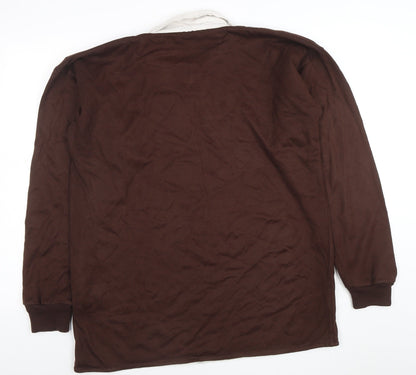 Harriss of Bristol Mens Brown Long Sleeve Rugby Polo Shirt M