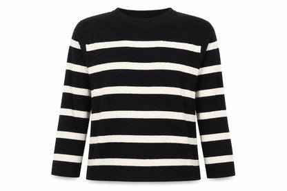 Marks and Spencer Women’s Black Striped Knit Long Sleeve T-Shirt XS