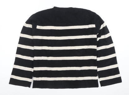 Marks and Spencer Women’s Black Striped Knit Long Sleeve T-Shirt XS